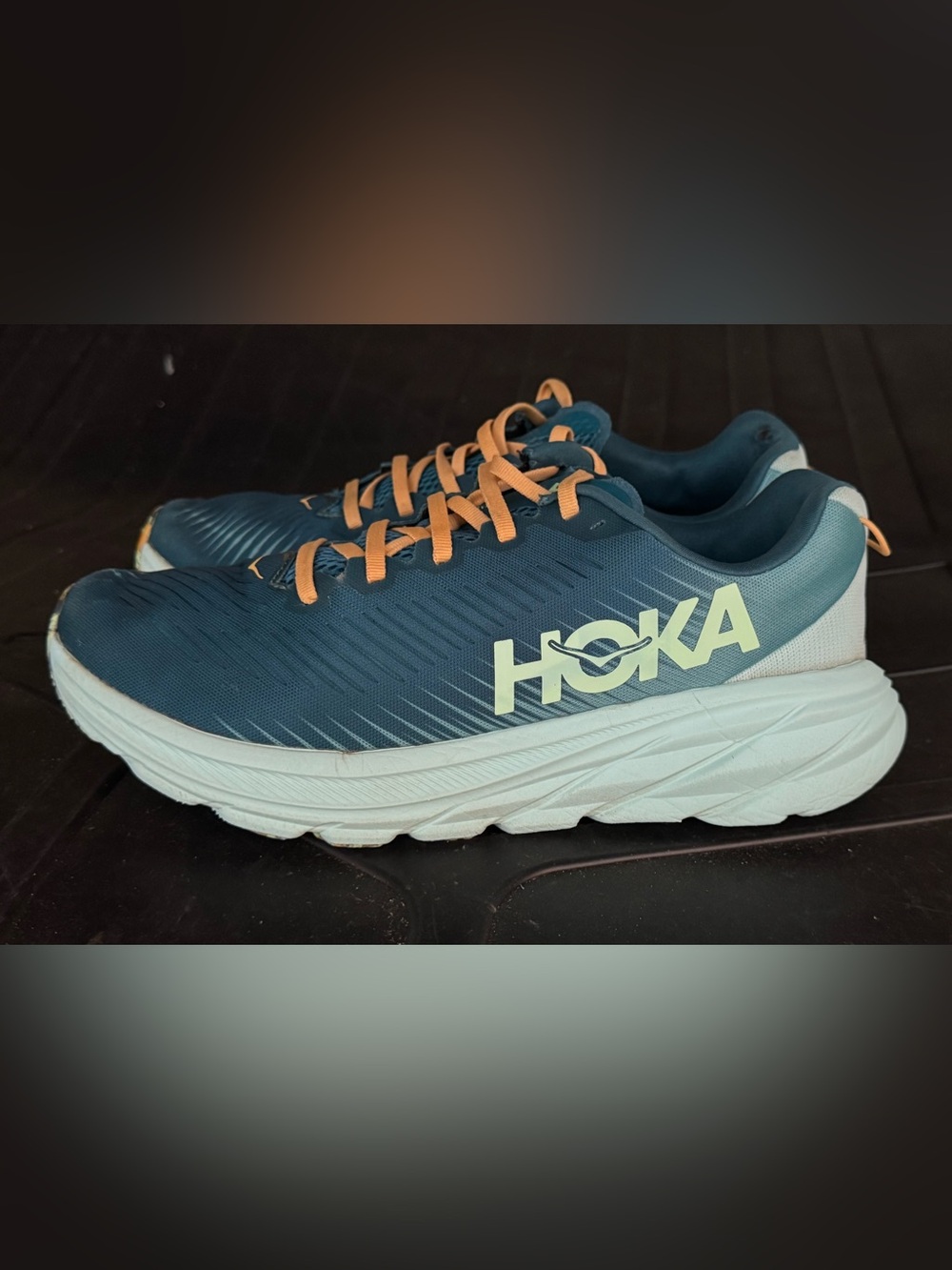 Hoka Men's Teal Athletic Shoes with Peach Laces